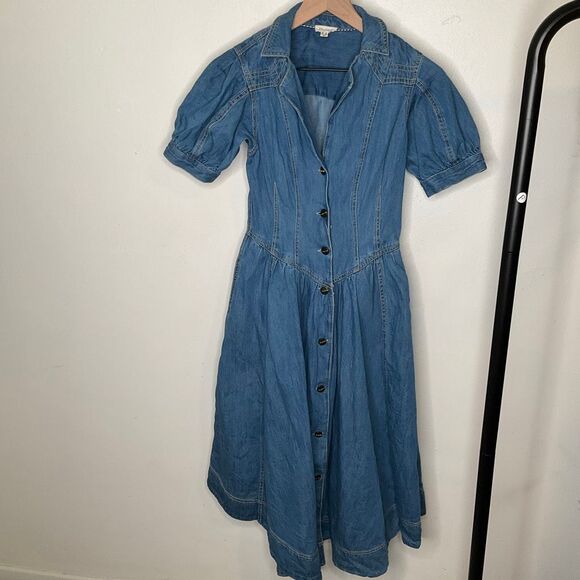 Anthropologie Pilcro Denim Butto Down Midi Dress - Picture 4 of 11